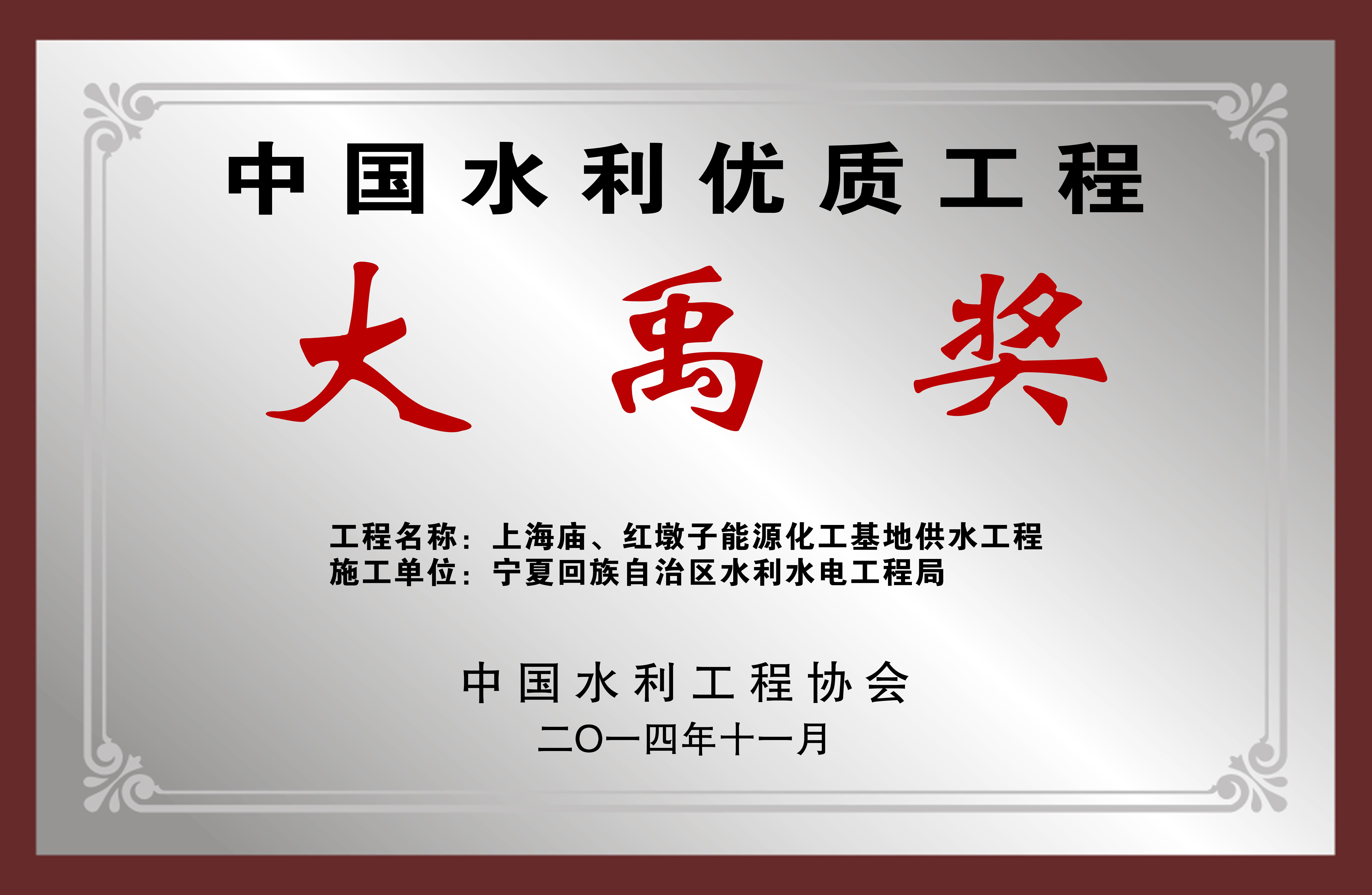 【獎項榮譽(yù)】大禹獎